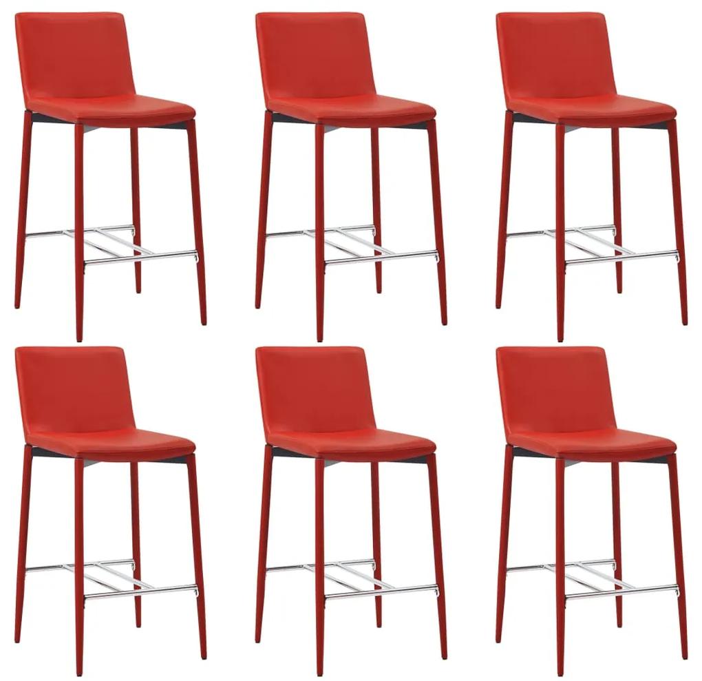 vidaXL Barové stoličky 6 ks, červené, umelá koža