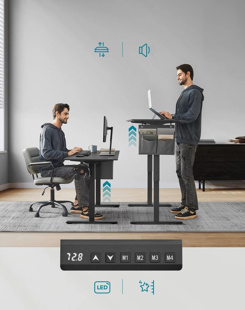 Elektricky nastaviteľný písací stôl Vasagle Foral 140 cm čierny