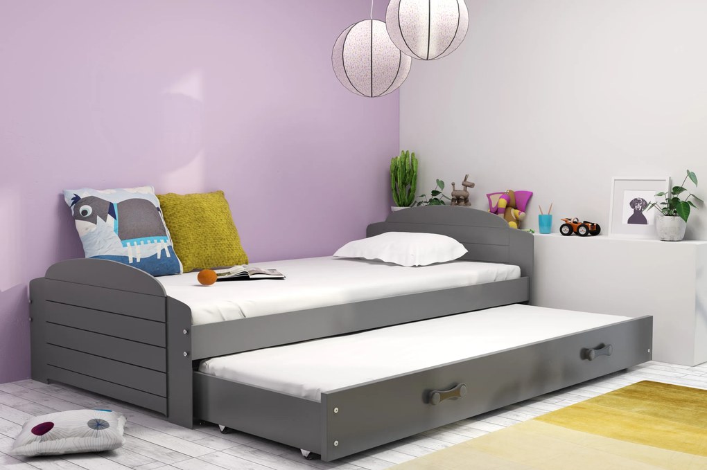 Interbeds Jednolôžková posteľ Lili3 Grafit pre teenagerov 200x90 s matracom, rozkladacia - grafitová