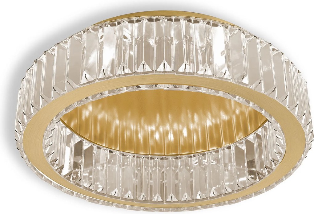 Toolight Toolight, LED krištáľové stropné svietidlo 40cm, 24W, 4000K, 1120lm, APP1720-C, zlatá matná, OSW-09301