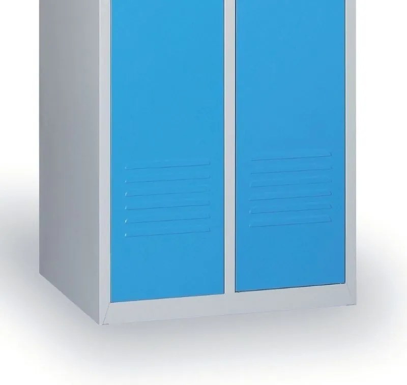 Kovová šatníková skrinka S2, 2-dverová, 1800 x 600 x 500 mm, otočný zámok, sivé dvere