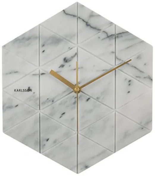 Nástenné hodiny KA5591WH, Karlsson, Marble Hexagon, 29cm