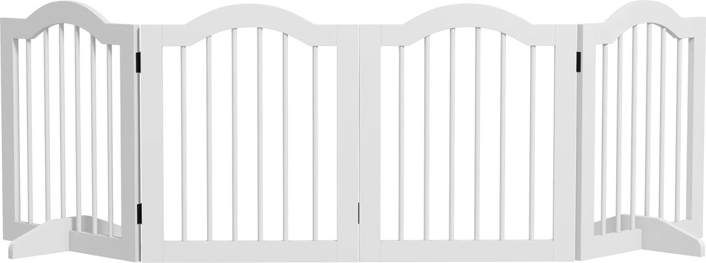 PawHut Prekážková brána pre psov 4-panely, 208 x 61 cm Skladateľná brána pre psov s dverami, Ochranná brána s 2 podpornými nohami, Samostatne stojaca