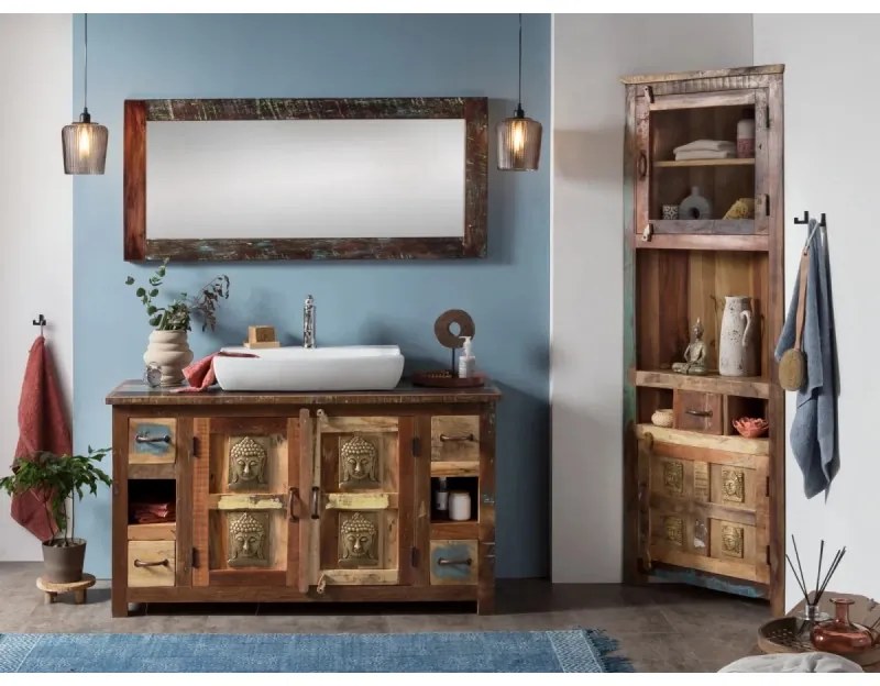 furniture-nabytek.cz - Masívny rohový vysoký šatník Sumana z recyklovaného dreva, lakovaný, hnedý – 65×30×185 cm