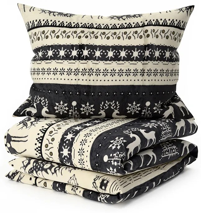 Mikroplyšové obliečky WINTER DEER sivé Rozmer obliečky: 70 x 90 cm | 140 x 200 cm