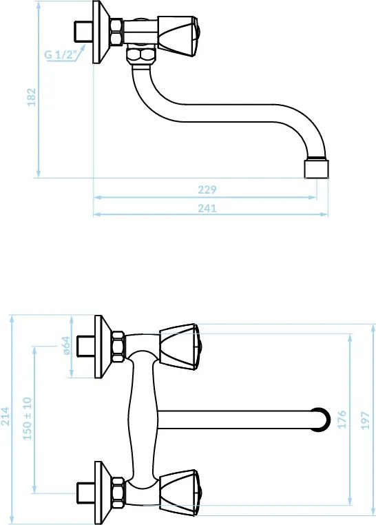 Kuchinox Norm, nástenná umývadlová batéria, chrómová, LAV-BQN_080D