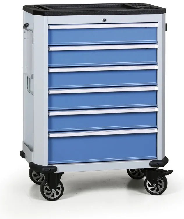 Pojazdný dielenský vozík na náradie EXPERT, 6 zásuviek, modrá