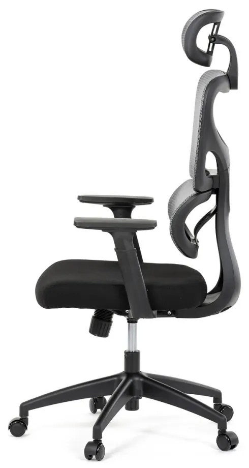 Kancelárska ergonomická stolička GRANT — sieť, látka, čierna / sivá