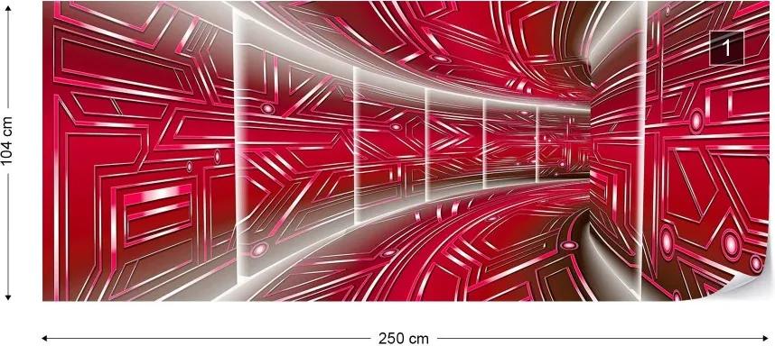 Fototapeta GLIX - 3D Tech Tunnel Red + lepidlo ZADARMO Vliesová tapeta  - 250x104 cm