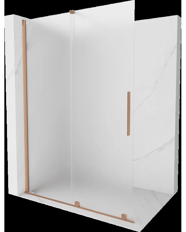 Mexen Velar sprchová stena rozťahovacia Walk-in 150 x 200 cm, mliečne sklo 8 mm, kartáčovaná mosadz - 871-150-000-33-65