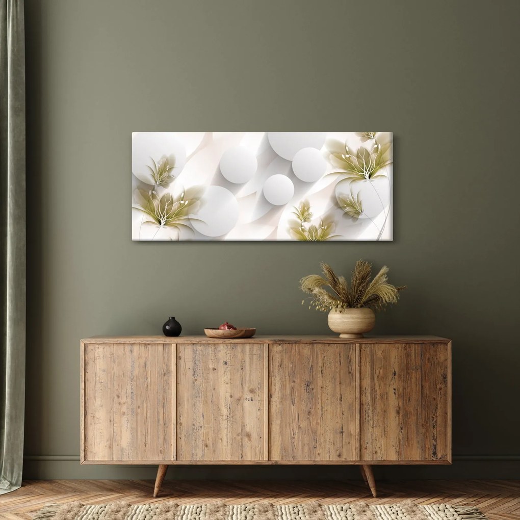 Obraz - 3D kruhy s kvetinami (120x50 cm)