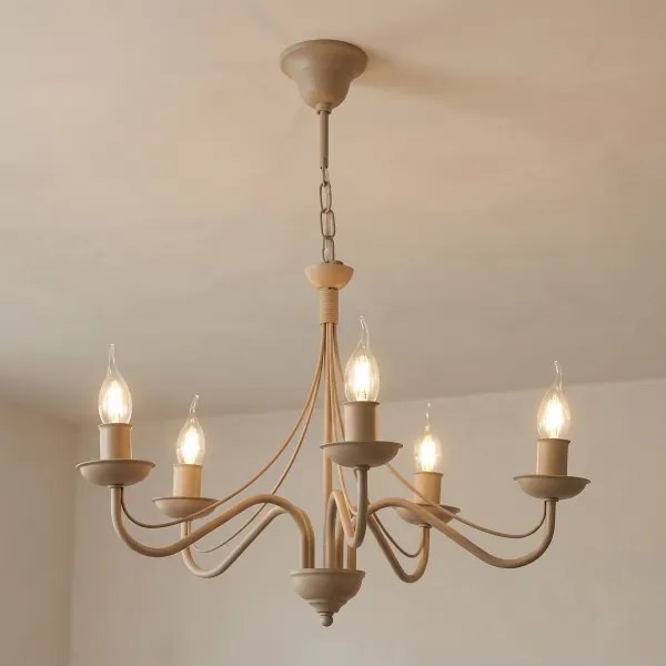 Luster na reťazi ANTON 5xE14/60W/230V béžová