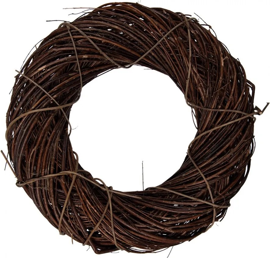 Prírodný hnedý prútený rustikálny veniec L - Ø 50*12 cm