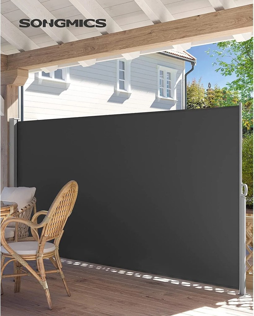 Bočná výsuvná markíza na balkón, terasu a záhradu 300 x 160 cm, dymovo šedá