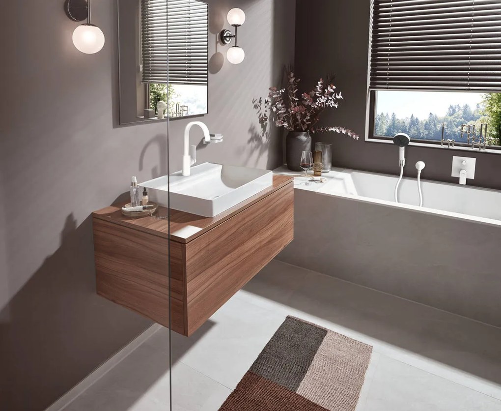 Hansgrohe Vivenis, umývadlová batéria 210, s výpustom a otočným výtokom, EcoSmart, biela matná, 75030700