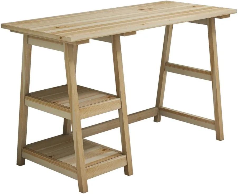 Pracovný stôl z borovicového dreva Perla Maple, 73,5 × 120 cm