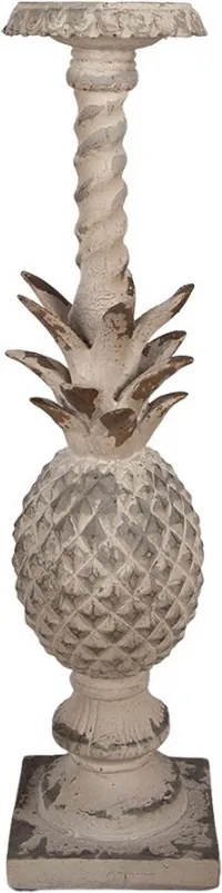 Béžový antik vysoký svícen s ananasovým dekorem - 13*13*50 cm