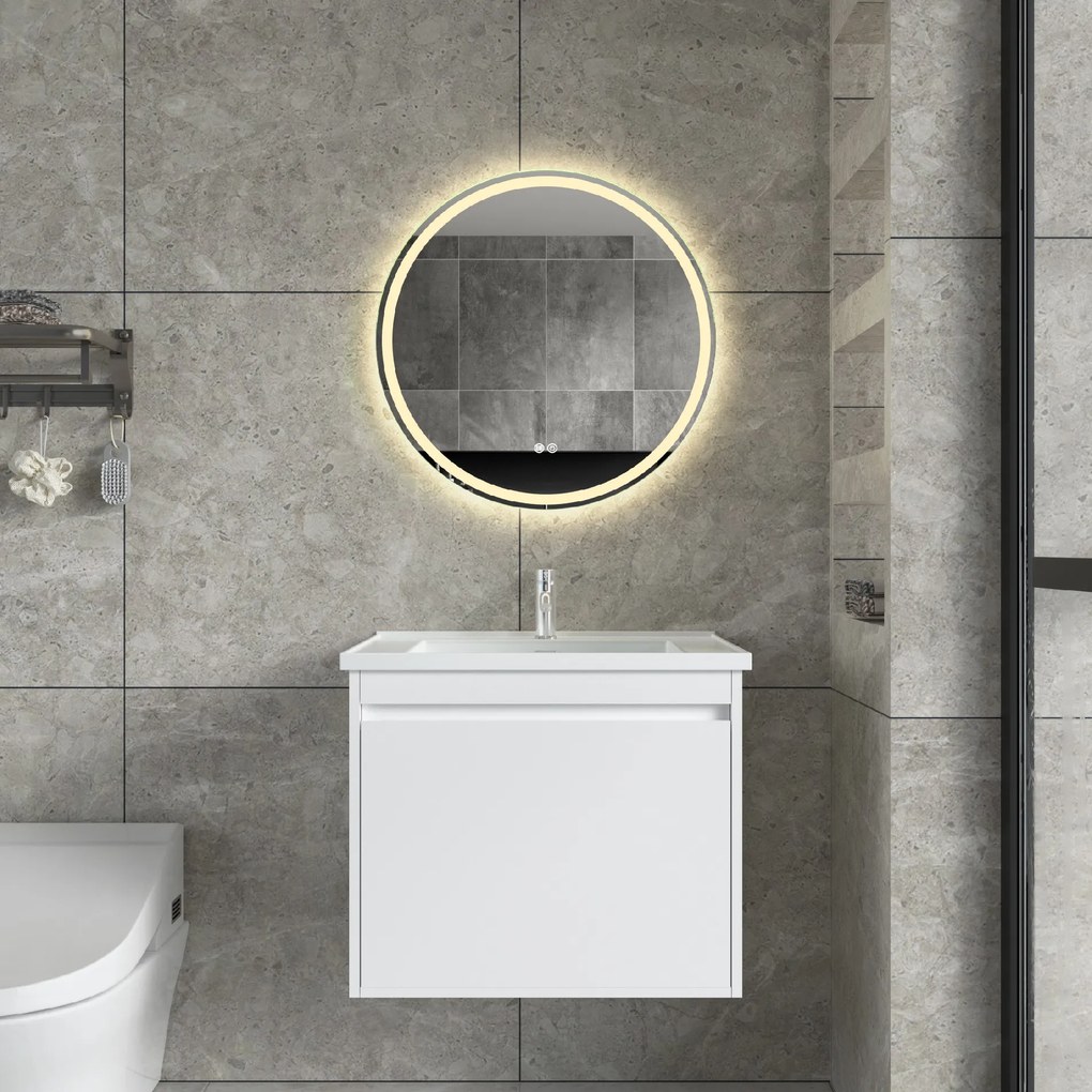 Erga Carla, okrúhle LED zrkadlo 60cm, 1380 lm, 3 farby svetla, ERG-V01-208-6060