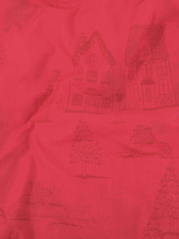 Vianočná bavlnená obliečka na vankúšik Renforcé 40 × 40 cm – Perníková chalúpka krémová