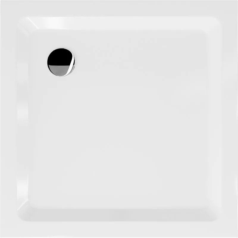 Mexen SLIM - Štvorcová sprchová vanička 70x70x5cm + chrómový sifón, chrómový biela, 40107070