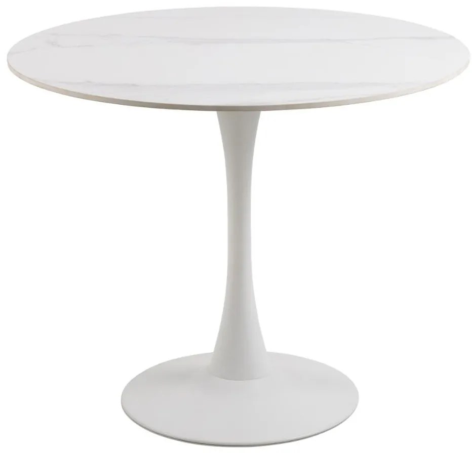Jedálenský okrúhly stôl Malta 90 cm keramika/biely mramor