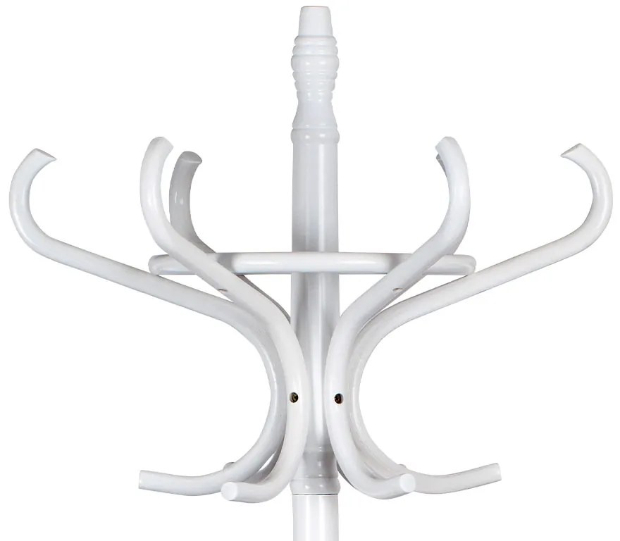 Autronic - Vešiak drevený stojanový, masív topoľ a breza, biely matný lak, výška 185 cm - F-2059 WT