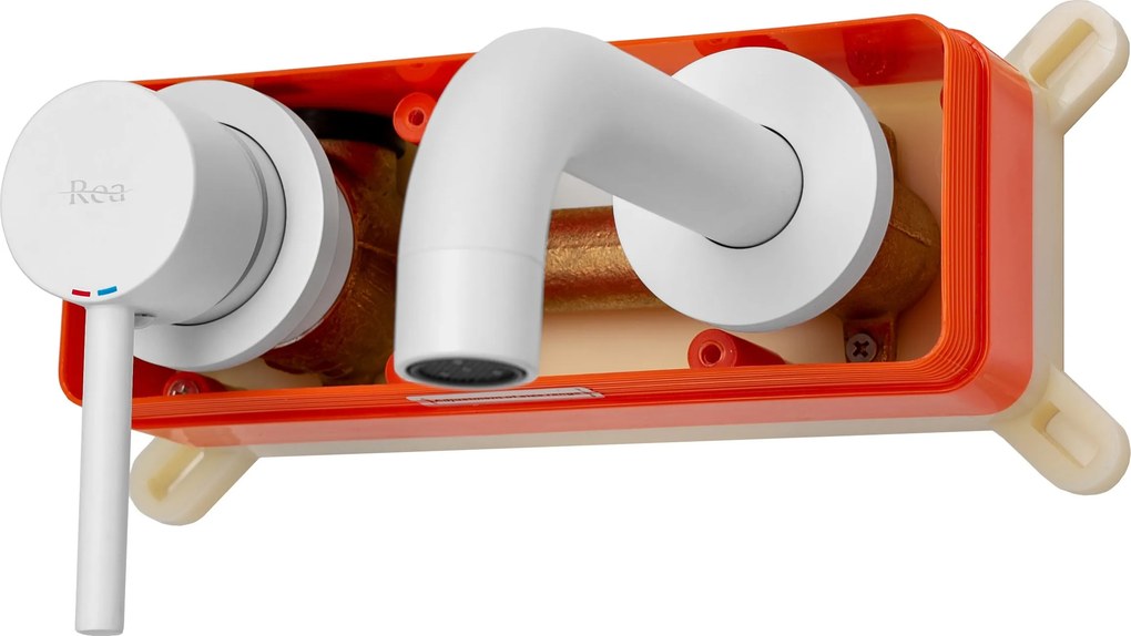 Rea Lungo, umývadlová podomietková batéria + BOX, biela, REA-B9559