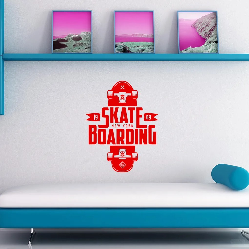 Veselá Stena Samolepka Skateboarding Farba: žlutá, Veľkosť: 80 x 63 cm