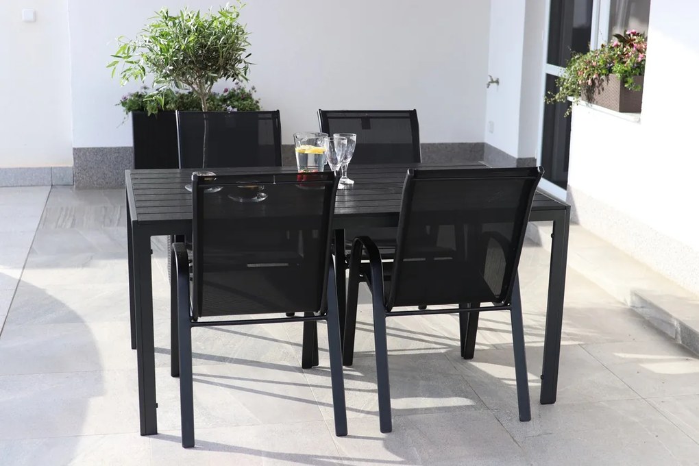 Záhradný jedálenský set Viking L + 4x kovová stolička Ramada
