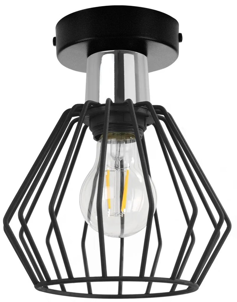 Stropné svietidlo Nuvola 4, 1x čierne drôtené tienidlo, ch