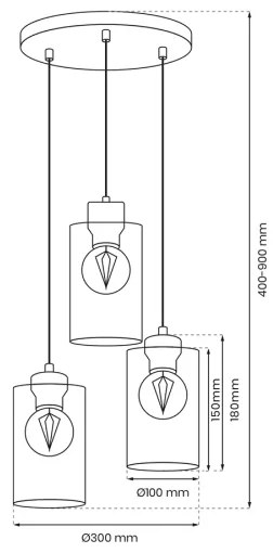 Luster na lanku MADERA 3xE27/60W/230V biela/drevo