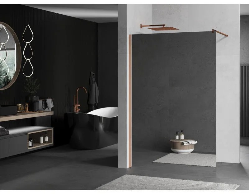 Mexen Kioto sprchová zástena 70x200 cm, 8 mm sklo s efektom zrkadla, ružové zlato, 800-070-101-60-50