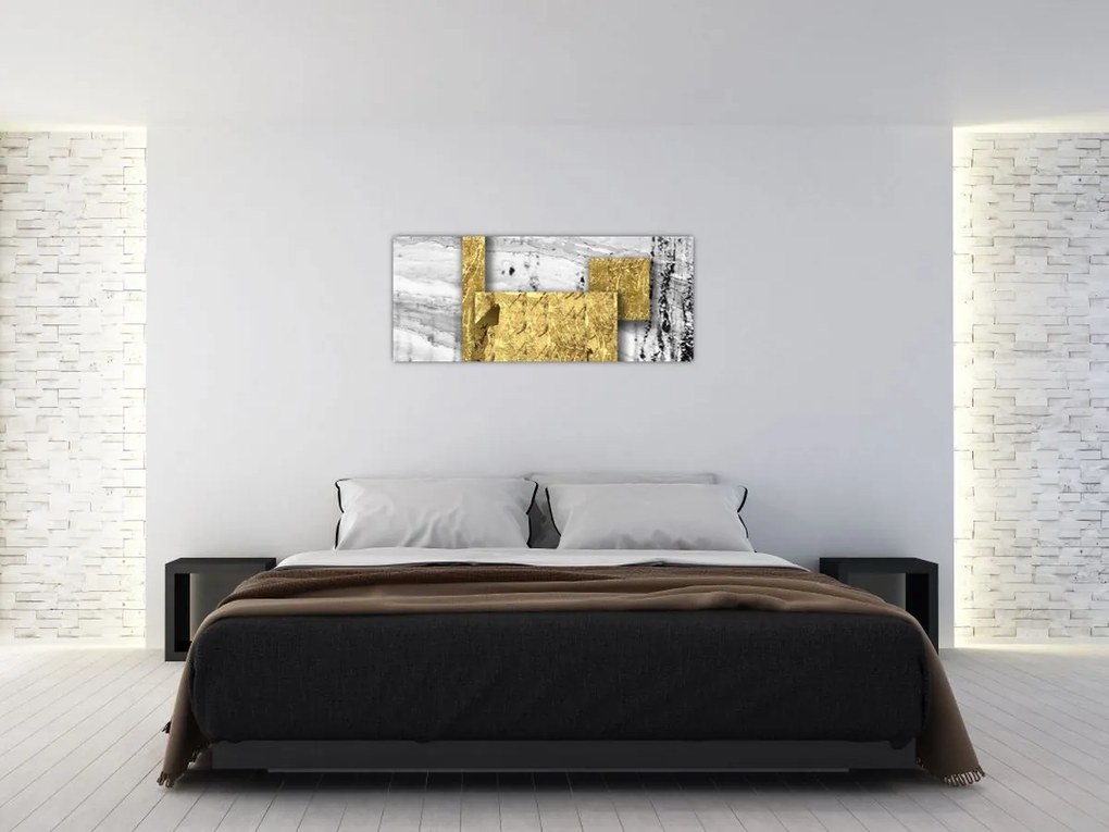 Obraz - Zlaté štvorce N⁰1 (120x50 cm)