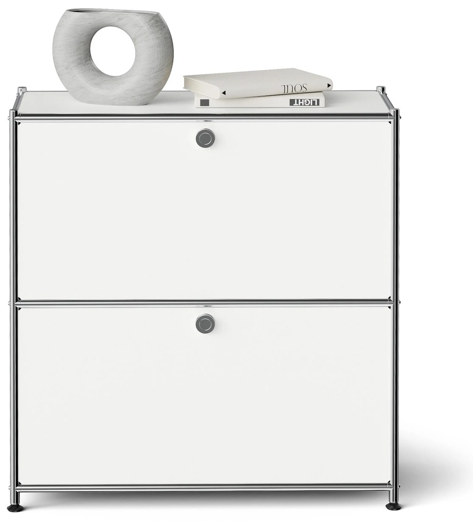 Kovová komoda »CN3 Slim Line« s 2 výklopnými priečinkami, biela