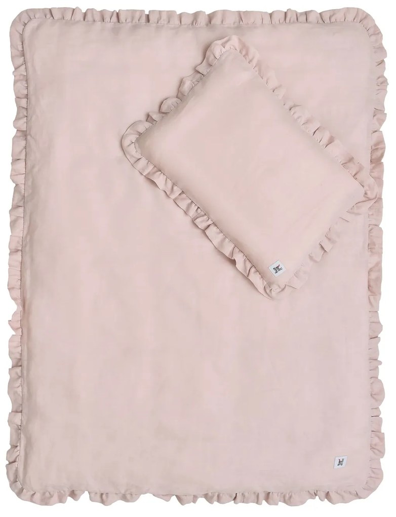 Bellamy Ľanový set paplóna a vankúša do postieľky DUSTY PINK, vel. S