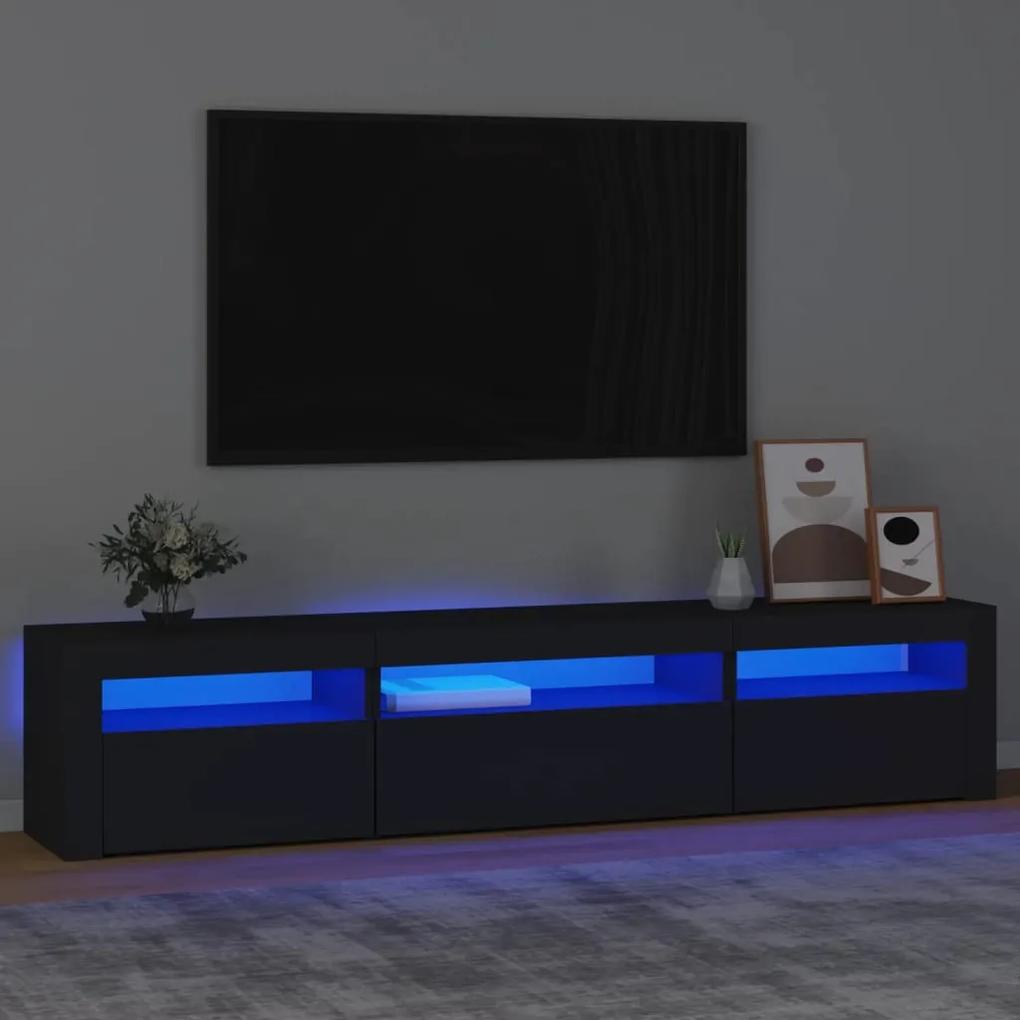 TV skrinka s LED svetlami čierna 195x35x40 cm