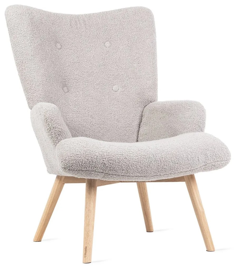 Kreslo ušiak MOSS BOUCLÉ LIGHT GREY
