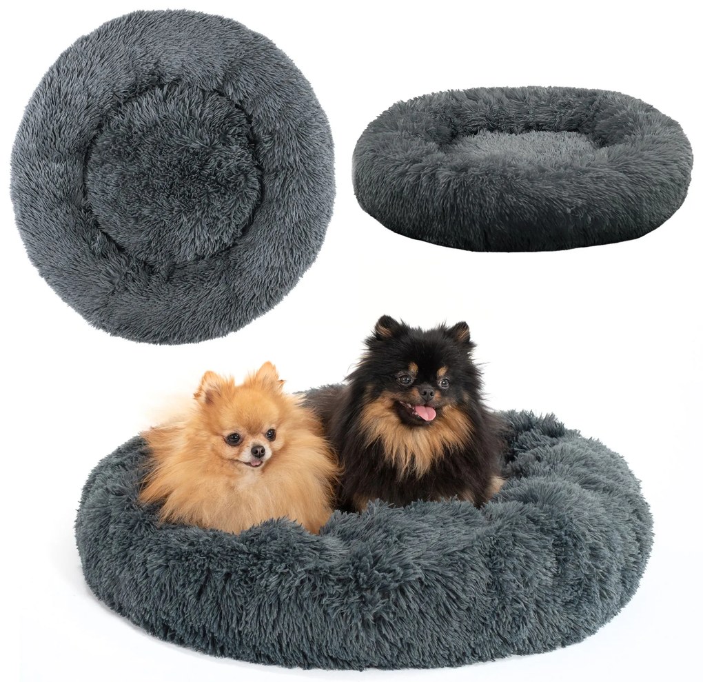 PuppyJoy PuppyJoy, okrúhly pelech pre psov 70cm PJ-002, veľkosť S, tmavá šedá, HOM-50065