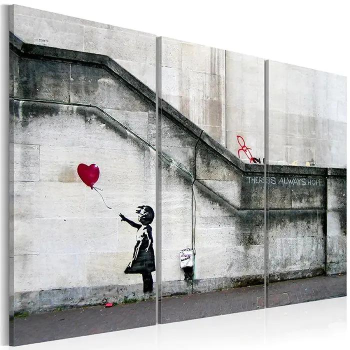 Obraz - Girl With a Balloon by Banksy Veľkosť: 120x80, Verzia: Na talianskom plátne