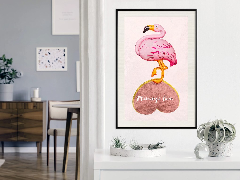 Artgeist Plagát - Flamingo in Love [Poster] Veľkosť: 40x60, Verzia: Zlatý rám