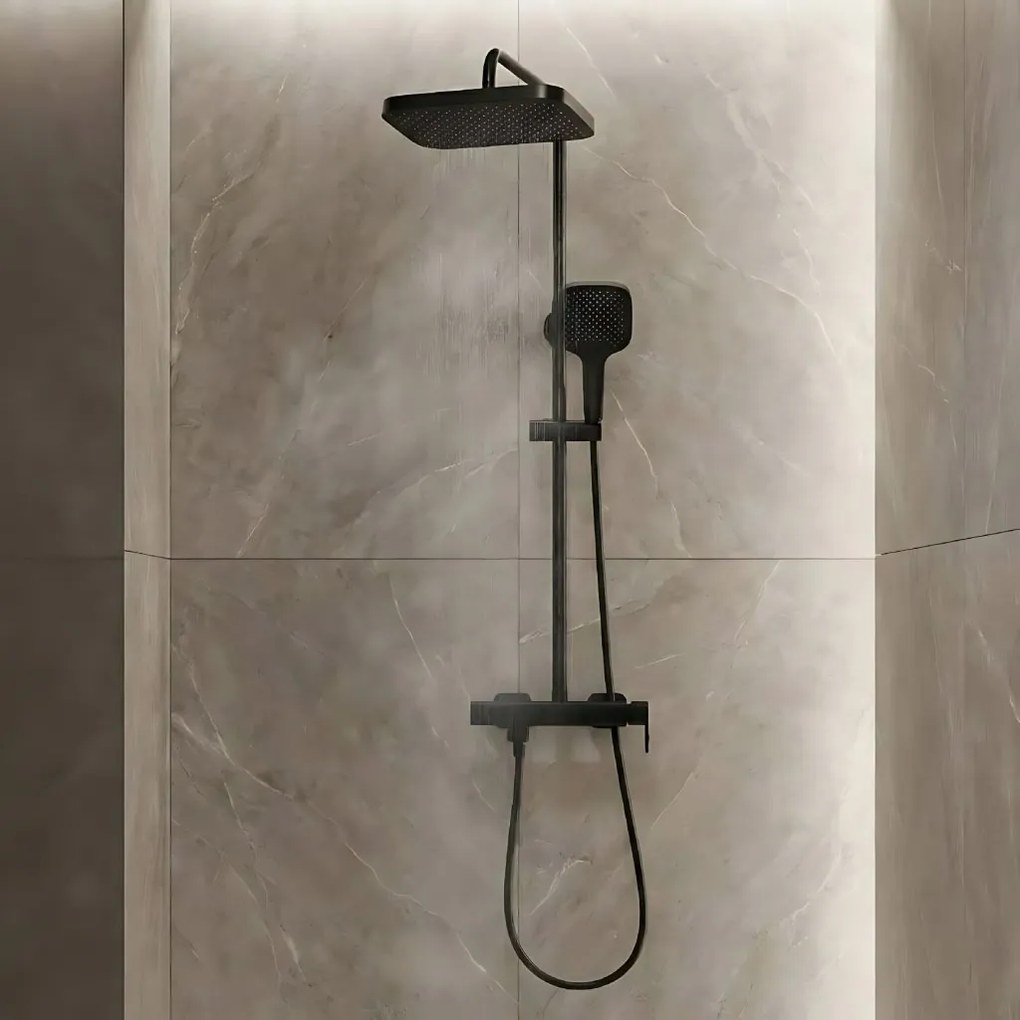 Rea Arlo, sprchový set s vaňovou výlevkou, čierna matná, REA-P7440