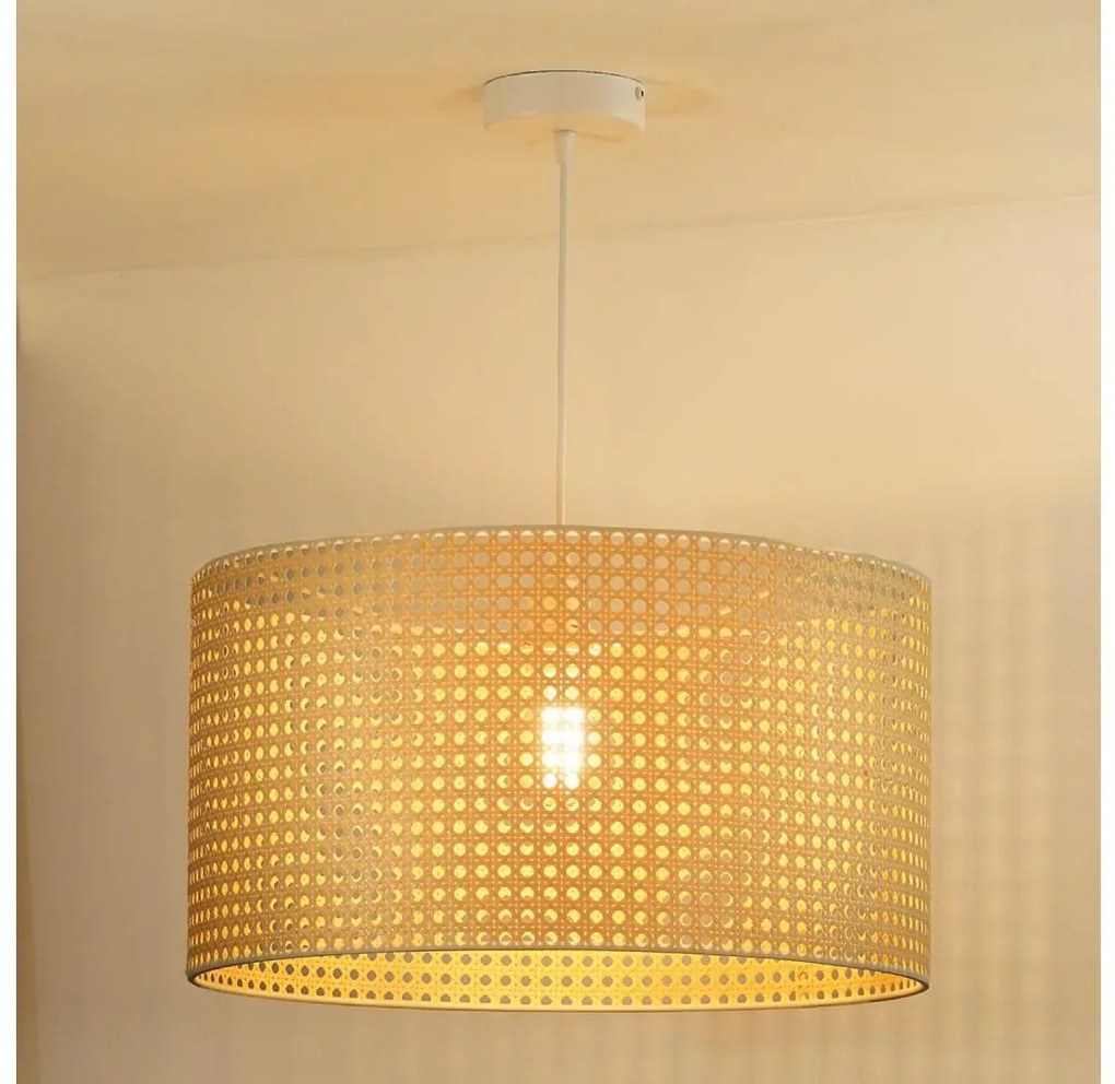 Duolla - Luster na lanku ROLLER RATTAN 1xE27/15W/230V pr. 45 cm béžová