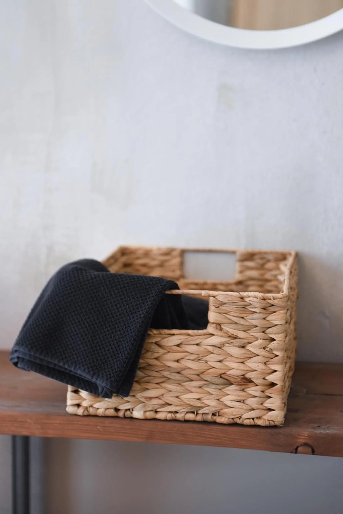 Policový kôš LANTA, vodný hyacint, šírka 34 cm, natur