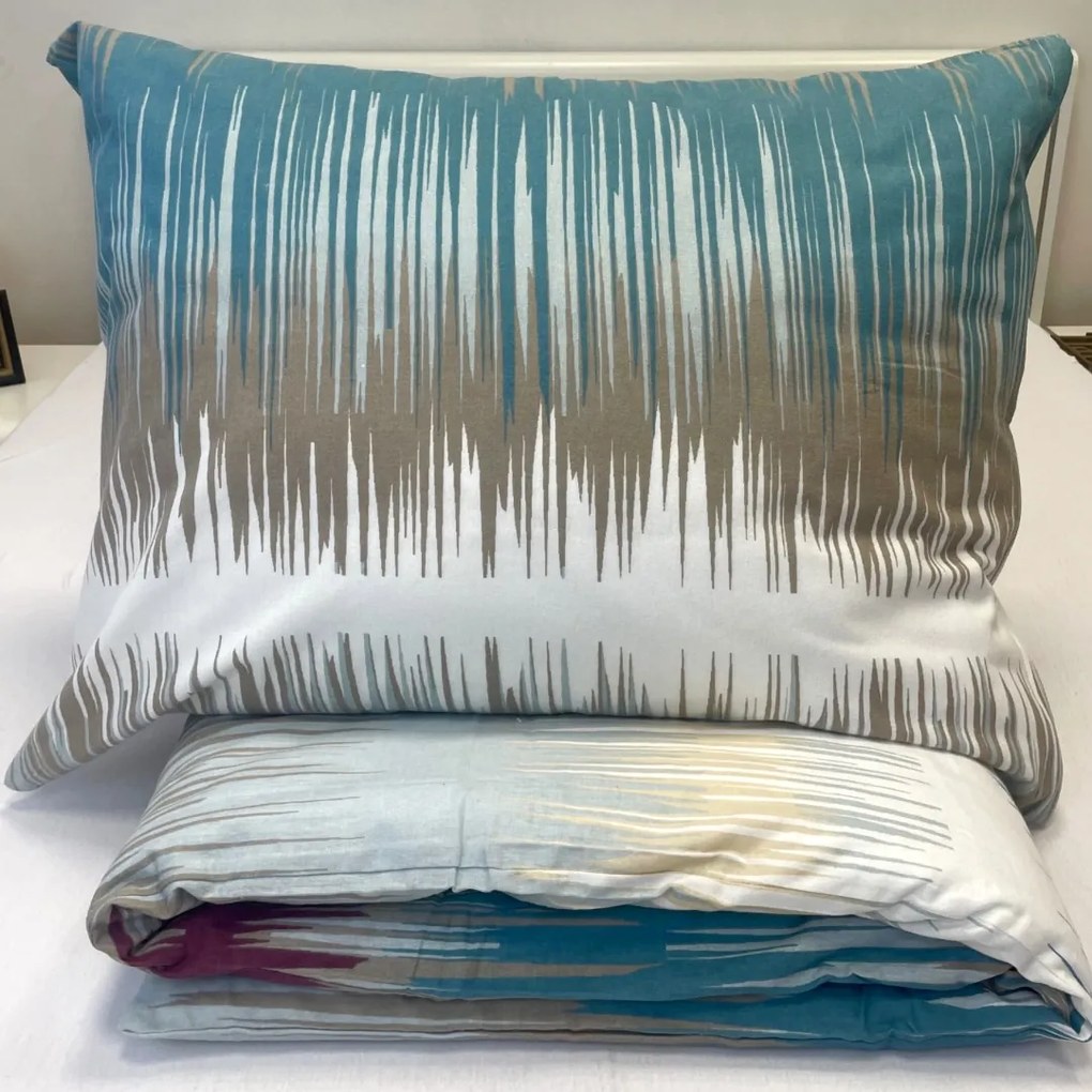 Obliečky flanelové Blue Lines TiaHome - 1x Vankúš 90x70cm, 1x Paplón 140x200cm