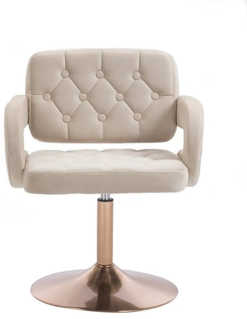 LuxuryForm DESIGN Kreslo ADRIA VELUR na zlatom tanieri - krémové