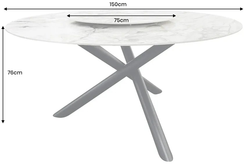 Jedálenský stôl SPIN 150 cm keramika mramorový dekor viacfarebný