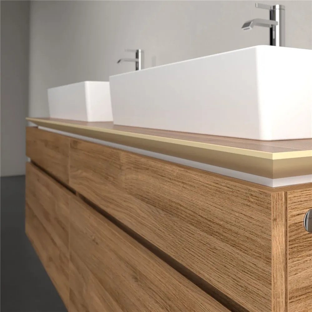 VILLEROY &amp; BOCH Legato závesná skrinka pod dve umývadlá na dosku, 4 zásuvky, 1600 x 500 x 550 mm, Oak Kansas, B67700RH