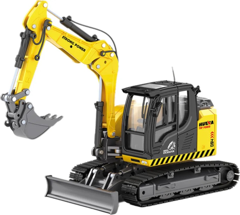 Pásové rýpadlo s buldozérom Kov Huina žltá 1:50
