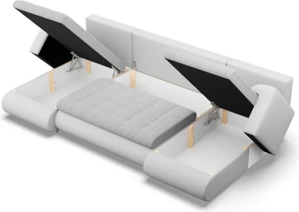 Sedacia súprava FORESTA ULL v tvare U sivá / biela