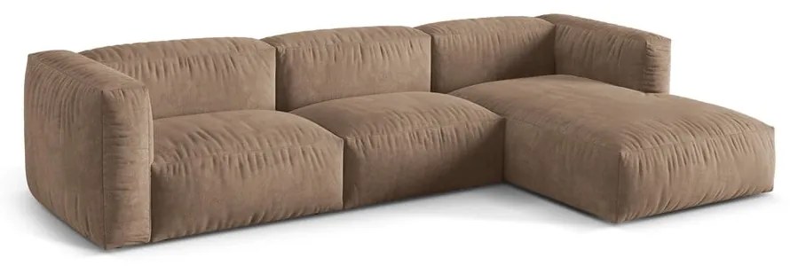 Svetlohnedá zamatová modulárna rohová pohovka (pravý roh/s leňoškou) Martina – Micadoni